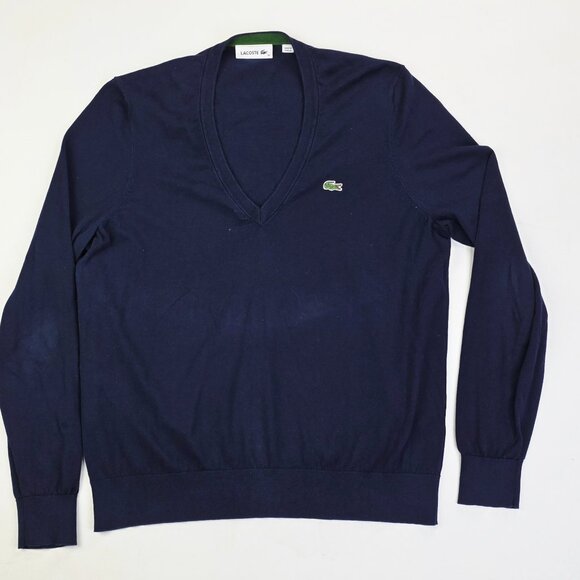 Lacoste Other - Lacoste Size Euro 42 US Large Mens Nave V Neck Long Sleeve Chest Logo Sweater